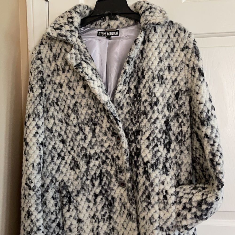 Steve Madden Black/White Coat size M - Picture 4 of 9